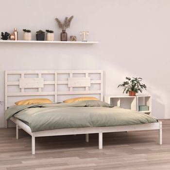 Cama Matrimonial | Cama Para Adultos | Estructura De Cama Madera Maciza Blanco 200x200 Cm Cfw927542