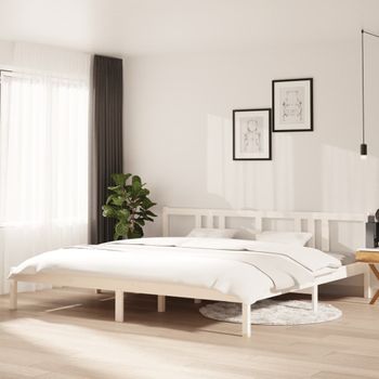 Cama Matrimonial | Cama Para Adultos | Estructura De Cama Madera Maciza Blanco 200x200 Cm Cfw166692