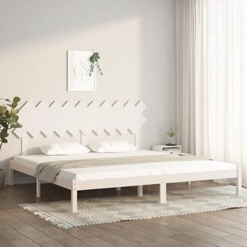 Cama Matrimonial | Cama Para Adultos | Estructura De Cama Madera Maciza Blanco 200x200 Cm Cfw981320