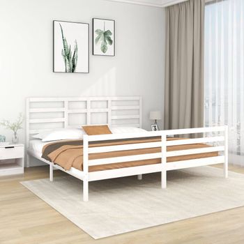 Cama Matrimonial | Cama Para Adultos | Estructura De Cama Madera Maciza Blanco 200x200 Cm Cfw813731