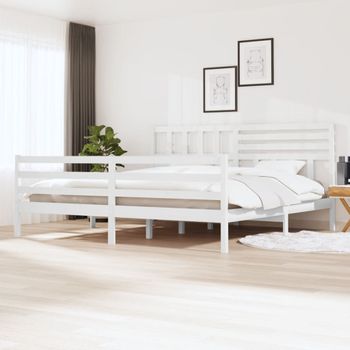 Cama Matrimonial | Cama Para Adultos | Estructura De Cama Madera Maciza Blanco 200x200 Cm Cfw341519