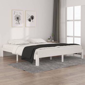 Cama Matrimonial | Cama Para Adultos | Estructura De Cama Madera Maciza Super King 180x200 Cm Cfw250183