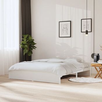 Cama Matrimonial | Cama Para Adultos | Estructura De Cama Madera Maciza Super King Blanco 180x200 Cm Cfw877837