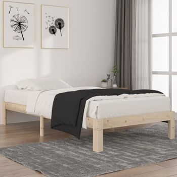 Cama Individual | Cama Para Adultos | Estructura De Cama Madera Maciza De Pino 100x200 Cm Cfw593323