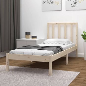 Cama Individual | Cama Para Adultos | Estructura De Cama Madera Maciza De Pino 100x200 Cm Cfw968504