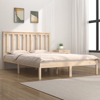 Cama Matrimonial | Cama Para Adultos | Estructura De Cama Madera Maciza De Pino 120x190 Cm Cfw286115