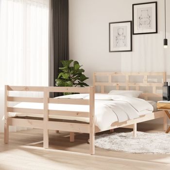 Cama Matrimonial | Cama Para Adultos | Estructura De Cama Madera Maciza De Pino 120x200 Cm Cfw342655