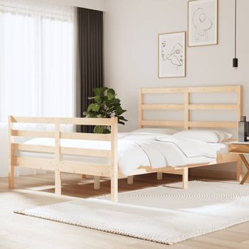 Cama Matrimonial | Cama Para Adultos | Estructura De Cama Madera Maciza De Pino 135x190 Cm Cfw500423