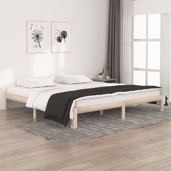 Cama Matrimonial | Cama Para Adultos | Estructura De Cama Madera Maciza De Pino 200x200 Cm Cfw726304