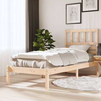 Cama Individual | Cama Para Adultos | Estructura De Cama Madera Maciza De Pino 75x190 Cm Cfw678120