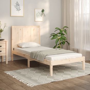 Cama Individual | Cama Para Adultos | Estructura De Cama Madera Maciza De Pino 75x190 Cm Cfw139001