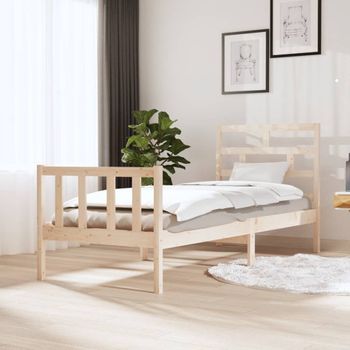 Cama Individual | Cama Para Adultos | Estructura De Cama Madera Maciza De Pino 75x190 Cm Cfw412896