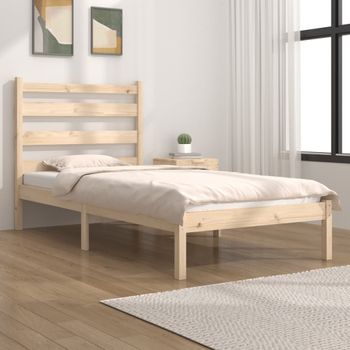 Cama Individual | Cama Para Adultos | Estructura De Cama Madera Maciza De Pino 75x190 Cm Cfw293445