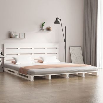 Cama Matrimonial | Cama Para Adultos | Estructura De Cama Madera Maciza De Pino Blanco 120x190 Cm Cfw605369