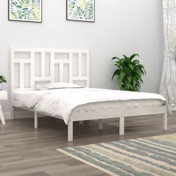 Cama Matrimonial | Cama Para Adultos | Estructura De Cama Madera Maciza De Pino Blanco 200x200 Cm Cfw936052