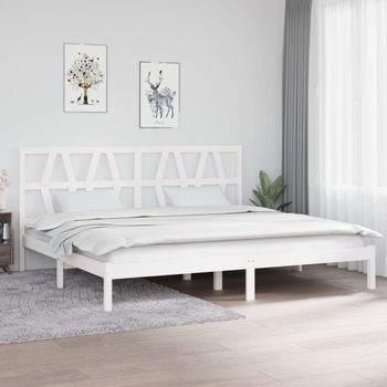 Cama Matrimonial | Cama Para Adultos | Estructura De Cama Madera Maciza De Pino Blanco 200x200 Cm Cfw529617