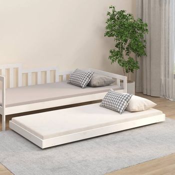 Cama Individual | Cama Para Adultos | Estructura De Cama Madera Maciza De Pino Blanco 75x190 Cm Cfw973084