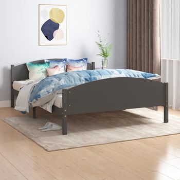 Cama Matrimonial | Cama Para Adultos | Estructura De Cama Madera Maciza De Pino Gris Oscuro 160x200 Cm Cfw522949