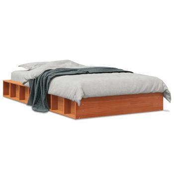 Cama Individual | Cama Para Adultos | Estructura De Cama Madera Maciza De Pino Marrón Cera 75x190 Cm Cfw358826