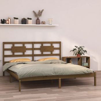 Cama Matrimonial | Cama Para Adultos | Estructura De Cama Madera Maciza De Pino Marrón Miel 200x200 Cm Cfw673538