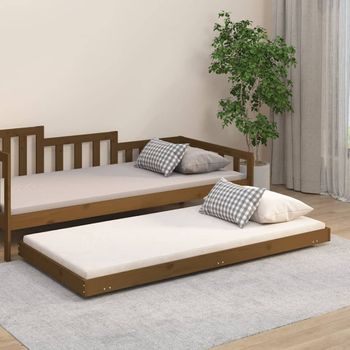 Cama Individual | Cama Para Adultos | Estructura De Cama Madera Maciza De Pino Marrón Miel 75x190 Cm Cfw894946