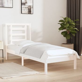 Cama Individual | Cama Para Adultos | Estructura Cama Individual Madera Maciza Blanco 75x190 Cm Cfw798997