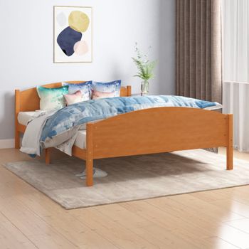 Cama Matrimonial | Cama Para Adultos | Estructura De Cama Madera Maciza Pino Marrón Miel 160x200 Cm Cfw738833