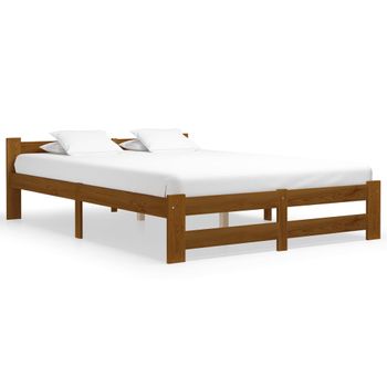 Cama Matrimonial | Cama Para Adultos | Estructura De Cama Madera Maciza Pino Marrón Miel 180x200 Cm Cfw229919