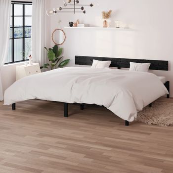 Cama Matrimonial | Cama Para Adultos | Estructura De Cama Madera Maciza De Pino Negro 180x200 Cm Cfw205909