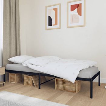 Cama Individual | Cama Para Adultos | Estructura De Cama Metal Negro 75x190 Cm Cfw581415