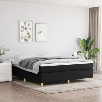 Cama Matrimonial | Cama Para Adultos | Estructura De Cama Box Spring Tela Negro 180x200 Cm Cfw892595