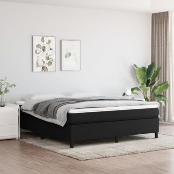 Cama Matrimonial | Cama Para Adultos | Estructura De Cama Box Spring Tela Negro 180x200 Cm Cfw630252