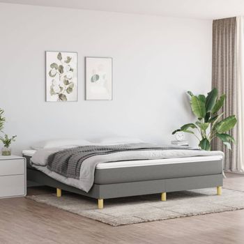 Cama Matrimonial | Cama Para Adultos | Estructura De Cama Box Spring Tela Gris Oscuro 180x200 Cm Cfw587408