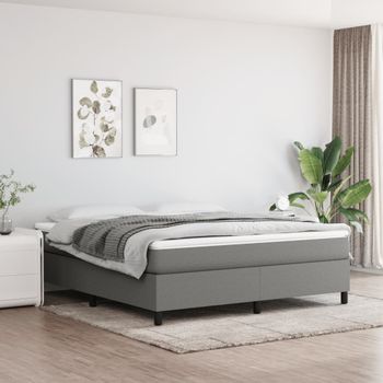 Cama Matrimonial | Cama Para Adultos | Estructura De Cama Box Spring Tela Gris Oscuro 180x200 Cm Cfw941663