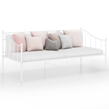 Cama Para Adultos | Estructura De Sofá Cama De Metal Blanco 90x200 Cm Cfw76628