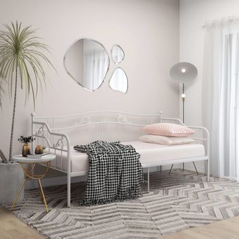 Cama Para Adultos | Estructura De Sofá Cama De Metal Blanco 90x200 Cm Cfw65919