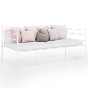 Cama Para Adultos | Estructura De Sofá Cama De Metal Blanco 90x200 Cm Cfw17048