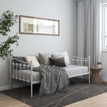 Cama Para Adultos | Estructura De Sofá Cama De Metal Blanco 90x200 Cm Cfw99003