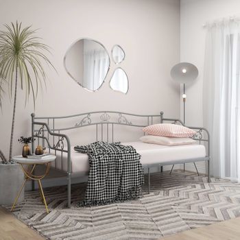 Cama Para Adultos | Estructura De Sofá Cama De Metal Gris 90x200 Cm Cfw54449