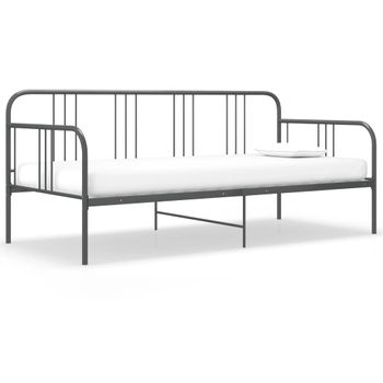 Cama Para Adultos | Estructura De Sofá Cama De Metal Gris 90x200 Cm Cfw71749