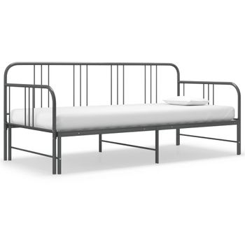 Cama Para Adultos | Estructura De Sofá Cama Extraíble De Metal Gris 90x200 Cm Cfw99026