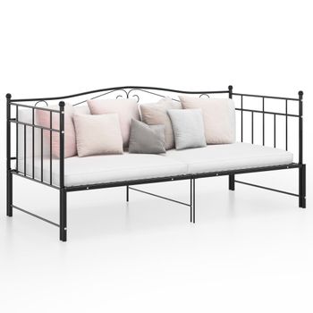 Cama Para Adultos | Estructura De Sofá Cama Extraíble De Metal Negro 90x200 Cm Cfw49661