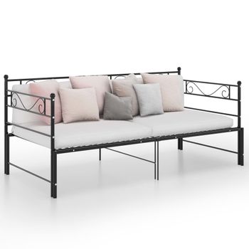 Cama Para Adultos | Estructura De Sofá Cama Extraíble Metal Negro 90x200 Cm Cfw20460