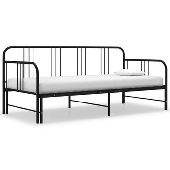 Cama Para Adultos | Estructura De Sofá Cama Extraíble Metal Negro 90x200 Cm Cfw21892