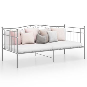 Cama Para Adultos | Estructura De Sofá Cama Metal Gris 90x200 Cm Cfw55953