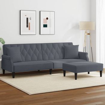 Sofá Cama 2 Plazas Moderno | Cama Para Adulto Y Almohadas Taburete Terciopelo Gris Oscuro Cfw95759