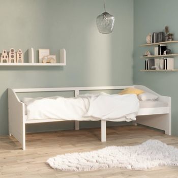 Sofá Cama | Cama Para Adultos 3 Plazas De Madera Maciza De Pino Blanco 90x200 Cm Cfw53286