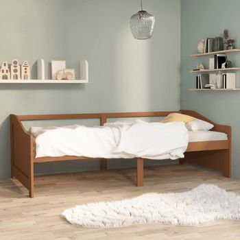 Sofá Cama | Cama Para Adultos 3 Plazas Madera Maciza De Pino Marrón Miel 90x200 Cm Cfw11125