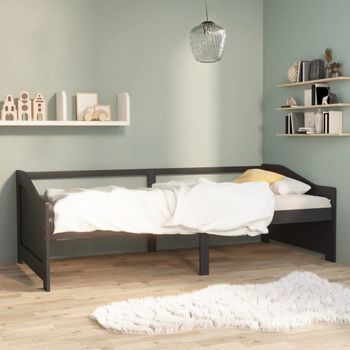 Sofá Cama | Cama Para Adultos 3 Plazas Madera Maciza Pino Gris Oscuro 90x200 Cm Cfw52212