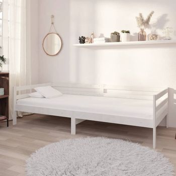 Sofá Cama | Cama Para Adultos Con Colchón Madera De Pino Maciza Blanco 90x200 Cm Cfw46881